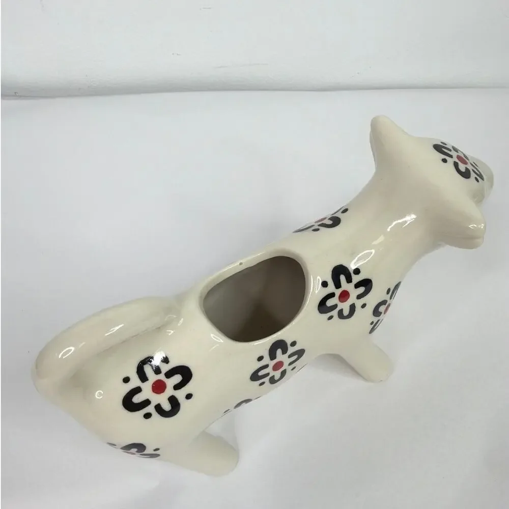 Ceramic Cow Creamer pitcher white floral pattern